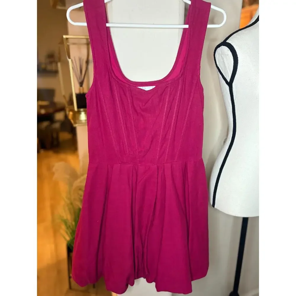 Aureta Studio x Anthropologie Corset Bubble Dress Raspberry Pink Size 4